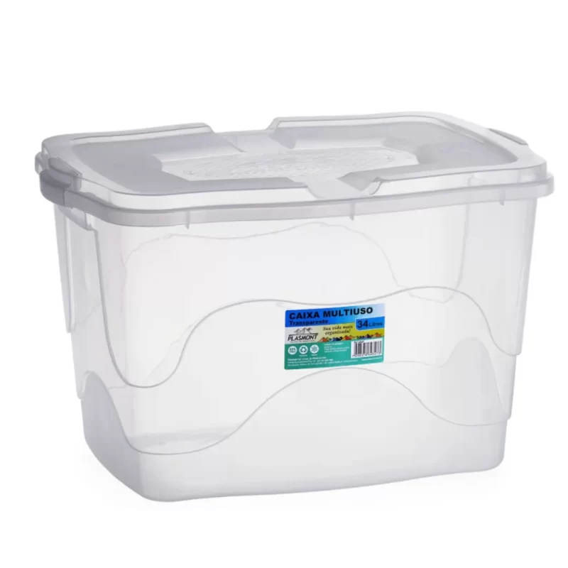 Caixa Multiúso 34 Litros – Transparente