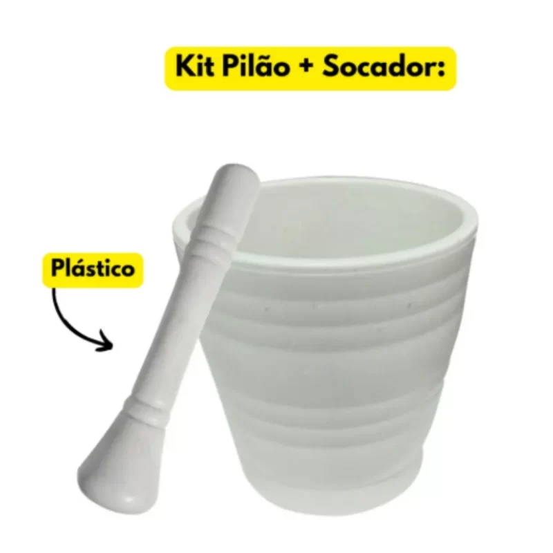 01 Pilão + 01 Socador cor Branca